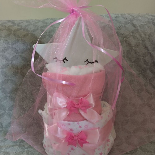 Diaper cake for girl new baby cake with pampers diapers