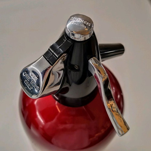 Vintage Sparklets Limited soda siphon from England like new, red metallic