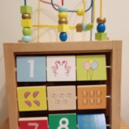 ELC Giant Wooden Activity Cube and Wooden Music Set like new