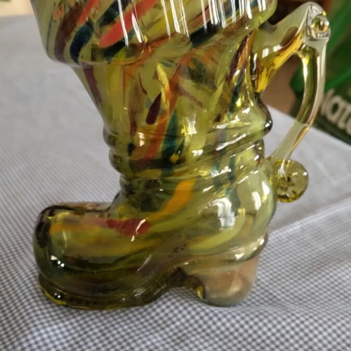 Murano boot-shaped pitcher like new, hand-blown glass vintage piece