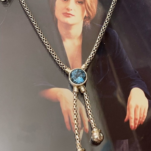 Italian Silver Necklace with Topaz like new, stamped 925, 16 g