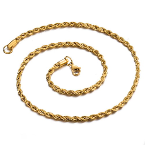 Stainless Steel men's women's necklace chain 70 cm 6 mm gold color new