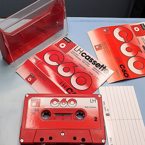 BASF C-60 LH red cassette used, vintage audio tape from 1976