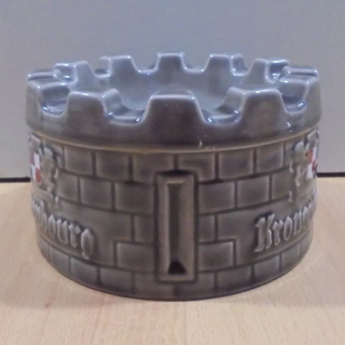 Kronenbourg beer old promotional ceramic ashtray used