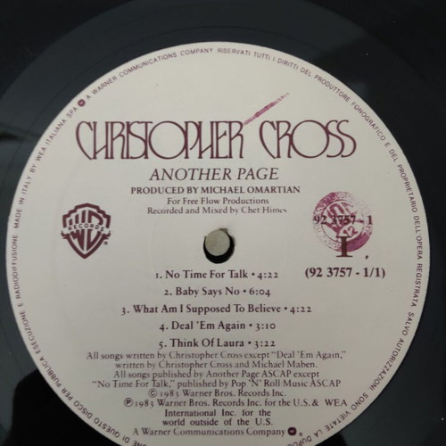 Christopher Cross Another Page vinyl record used, rock