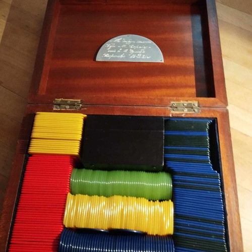 Wooden case with chips used