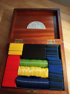 Wooden case with chips used