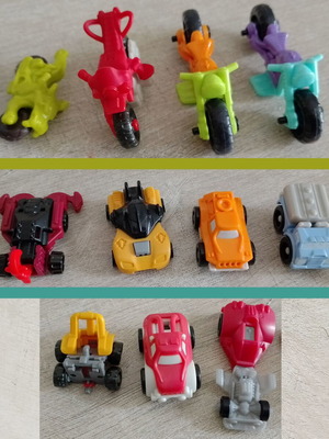Μινιατούρες Kinder Surprise μεταχειρισμένες, πακέτο 11 αυτοκινητάκια και μηχανές