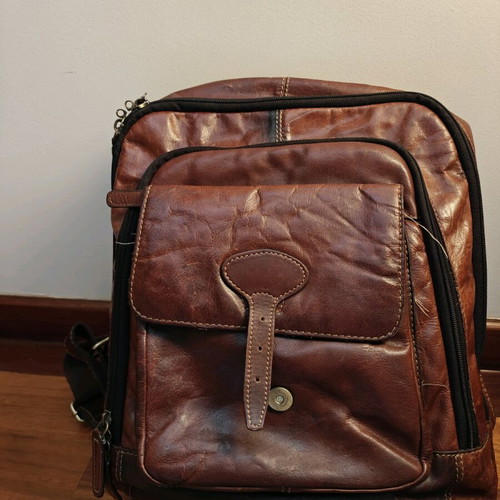 Authentic brown leather backpack new from Spain