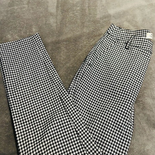 Pink Woman fabric checkered pants like new, black and white, XS