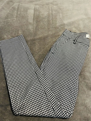 Pink Woman fabric checkered pants like new, black and white, XS