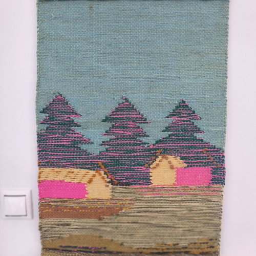Vintage hanging wall tapestry with natural landscape