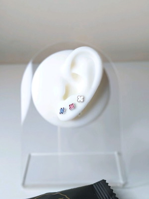 925 Sterling Silver Clover Stud Earrings Set 3 Pairs new