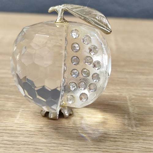 Vintage glass pomegranate charm with metal elements used