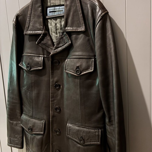 Transmission leather jacket Montgomery style like new, men's medium black
