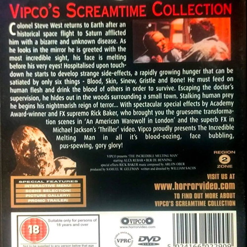 The Incredible Melting Man DVD ταινία τρόμου από William Sachs
