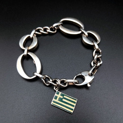 Loisir Silver Bracelet 925 with Greek Flag Charm like new