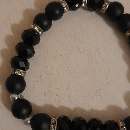 Elastic bracelet new black with silver