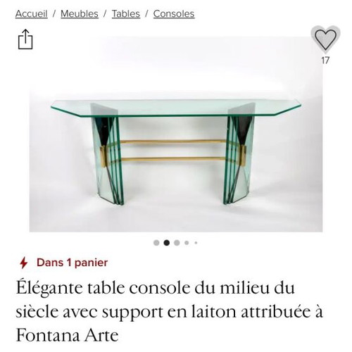 Vintage Italian Design Ventaglio Table Console Gallotti & Radice like new
