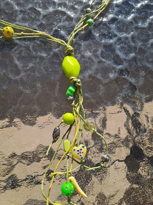 Handmade Boho Necklace used in Bright Green