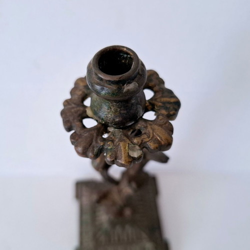 Metal candlestick old used