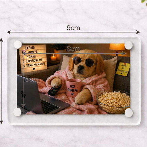 Acrylic fridge magnet "Not Today" new, Lazy Dog Meme 9x6cm