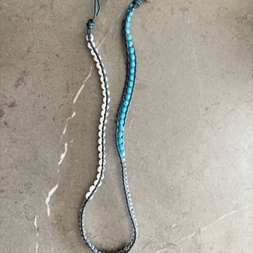 Leather bracelet like new with beads and blue evil eye detail