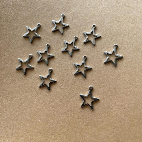 Steel stars for jewelry making, pack of 10, new
