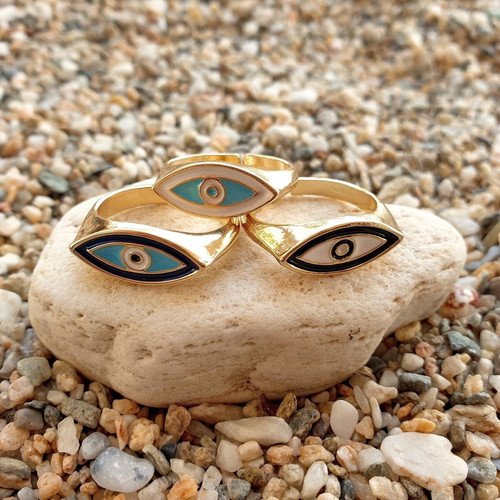 Enamel Eye Ring Gold Plated New