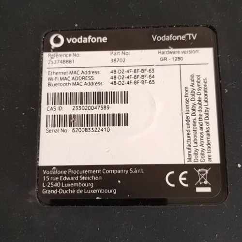 Vodafone TV Box complete set (box, remote, power supply)