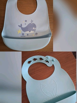 2 Silicone Bibs Dr Brown and Kikka boo like new, turquoise and blue