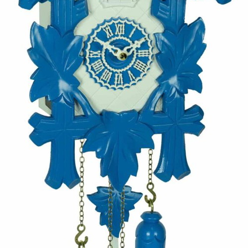 Cuckoo Clock handmade blue and white with quartz mechanism