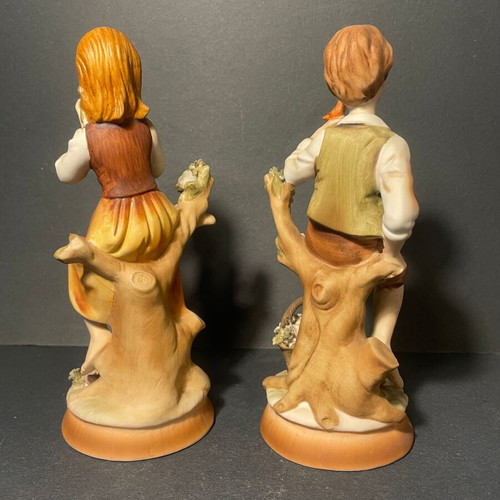 Vintage Bisque Porcelain Figurines Set of 2 Made in Japan