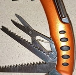 Swiss Army style multi-tool, orange, stainless steel