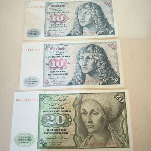 German banknotes pack 10, 10, 20 mark 1970-77