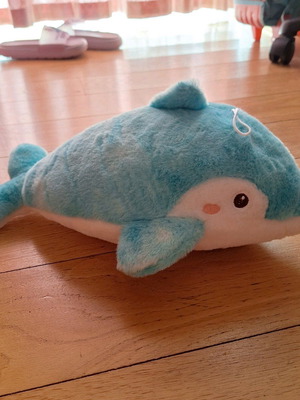 Turquoise velvet dolphin plush new, very soft