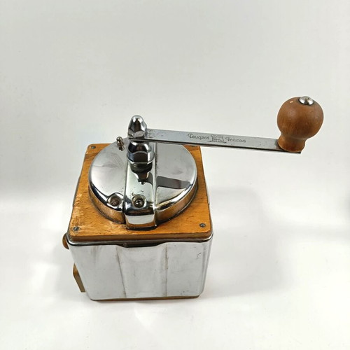 Peugeot Peuginox manual coffee grinder used, inox and wood