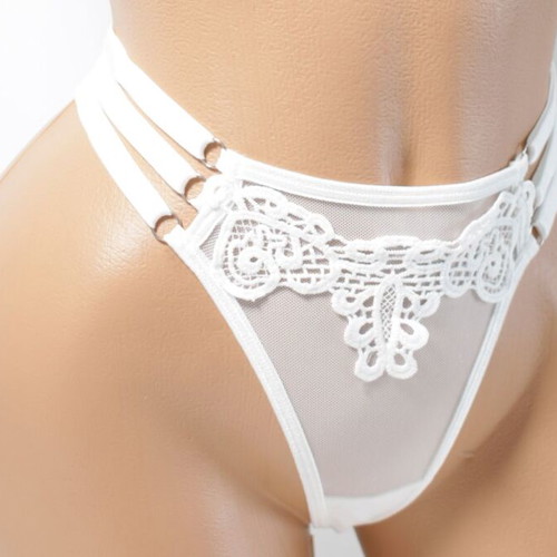 Lingerie set of three pieces with lace, new, white