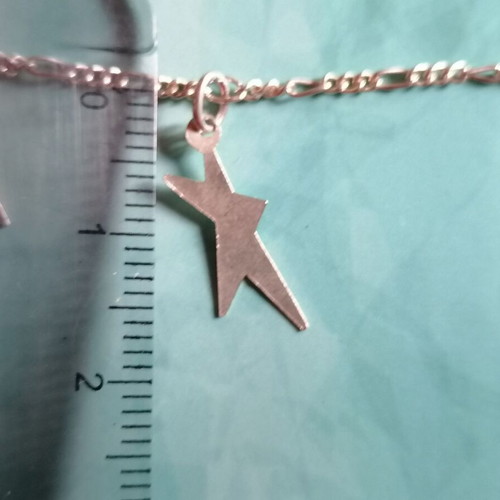 Silver 925 anklet with Figaro chain and dangling stars new
