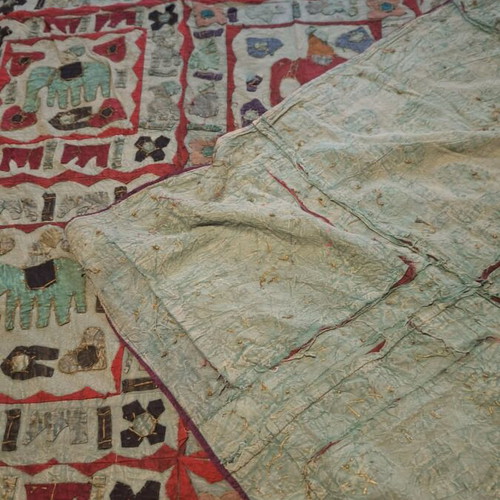 Indian handmade quilt throw with elephants new