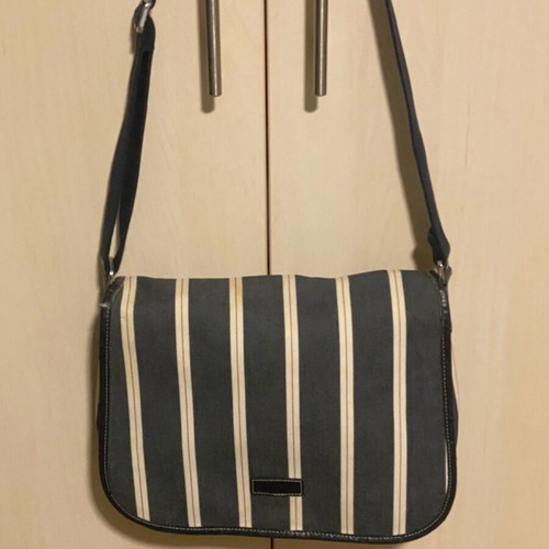 Longchamp shoulder bag like new, denim with white and blue stripes