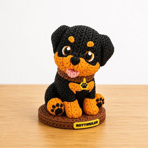 Rottweiler crochet-style 3D printed dog figure