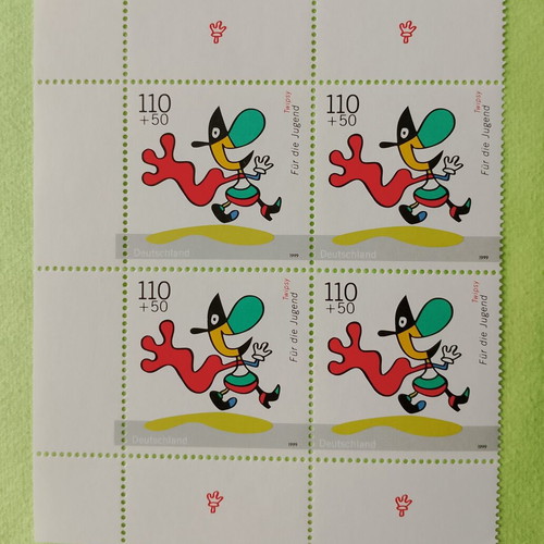 German stamps 1999 with Bonn first day cover cancellation, 5 mint blocks