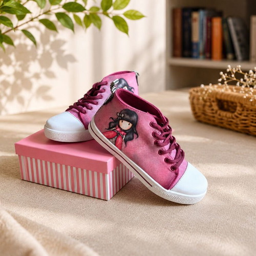 Santoro London Gorjuss high sneakers size 35 new pink and burgundy