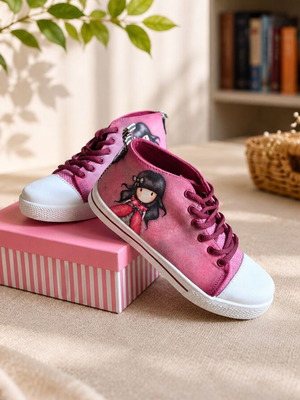Santoro London Gorjuss high sneakers size 35 new pink and burgundy
