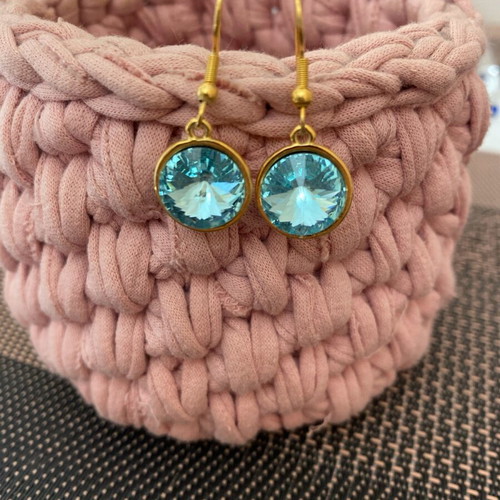 Fwo earrings with blue stone new