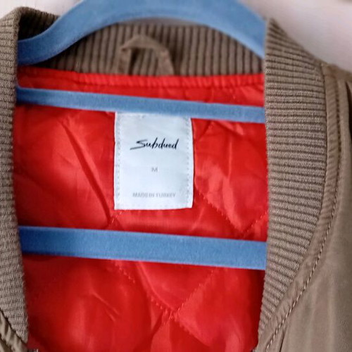 Bomber khaki women's jacket Subdued like new size M with orange lining