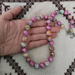 Pink pastel handmade papier-mâché necklace new