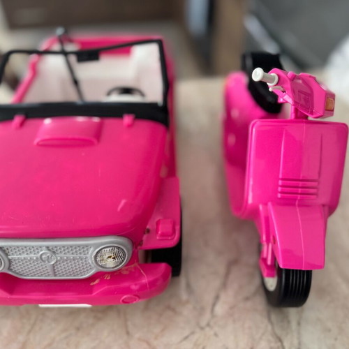 Barbie car and motorcycle like new