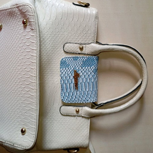 White bag with blue detail like new